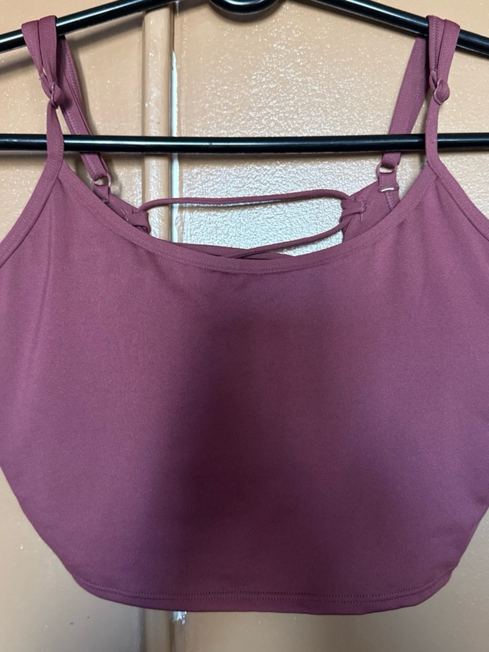 Active USA Strappy Crop Top in Plum Mauve